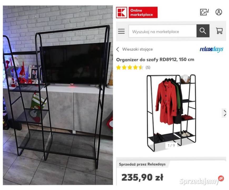 Wieszak otwarta szafa na ubrania buty z polkami Szczecin