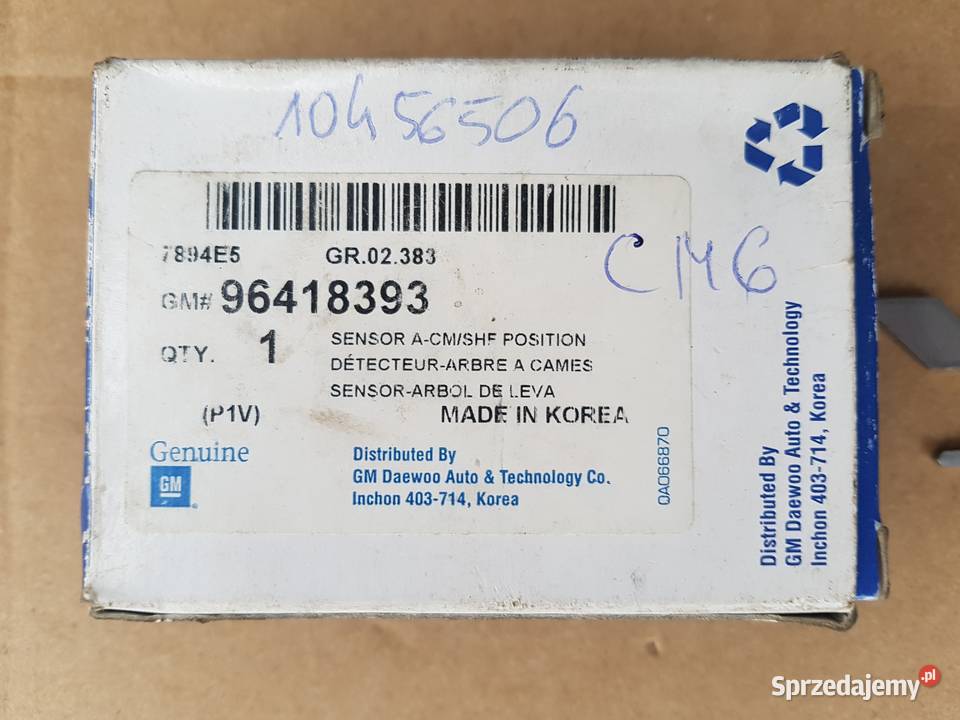czujnik wałka rozrządu Opel Daewoo Chevrolet Pozostałe Gdańsk