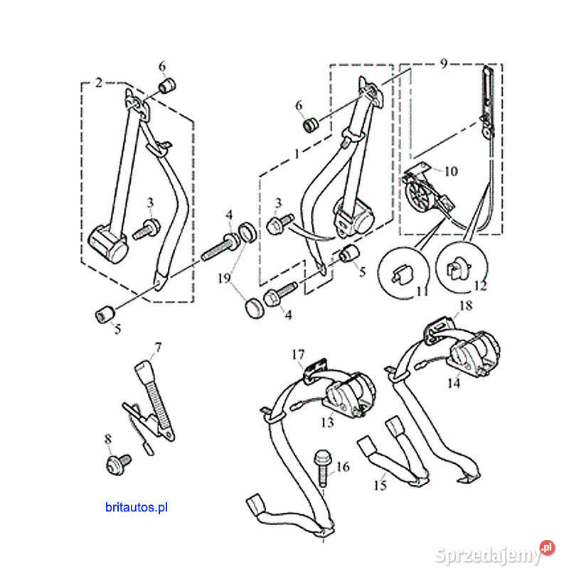 ROVER 75 MG ZT NAPINACZE PASÓW ZESTAW ORYGINAŁ osobowe Poznań
