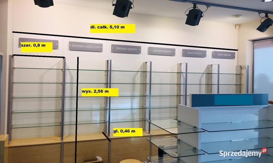 Meble regały apteczne do sklepu lubuskie Zielona Góra