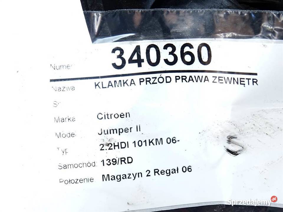 KLAMKA PRZÓD PRAWA ZEWNĘTRZNA CITROEN JUMPER II Klamki podkarpackie sprzedam