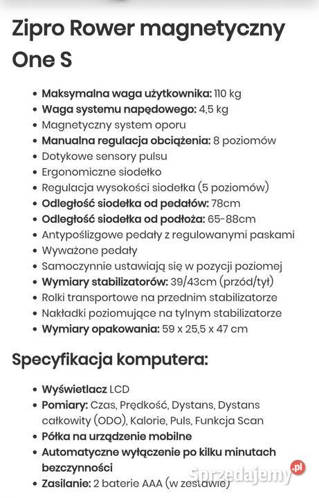 Rowerek stacjonarny Zipro One S Lublin