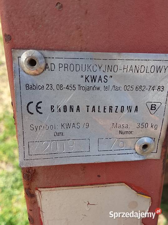 Brona talerzowa 2x9 druga 2x8 nieuszkodzony Tymienica Stara