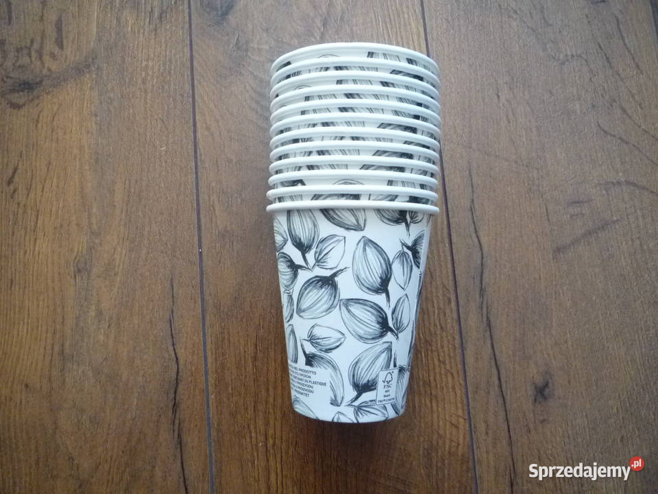 12 sztuk Kubki papierowe 250ml Szare liście Szczecin