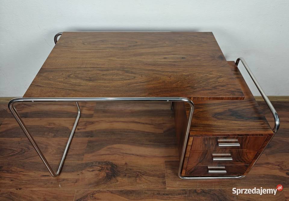 Biurko Chrom Orzech Modernizm Vintage Bauhaus Meble Kraków
