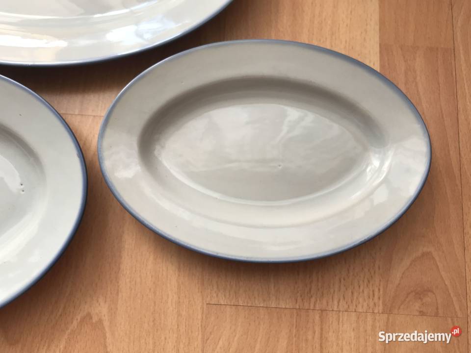 Półmiski Tułowice niebieskie lata 70 PRL 3 Łódź