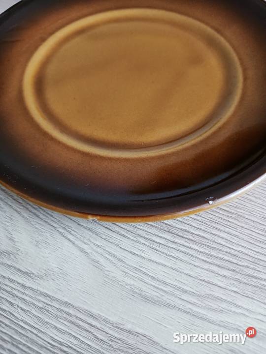 Talerzyki deserowe brązowe porcelit Tułowice PRL Kraków