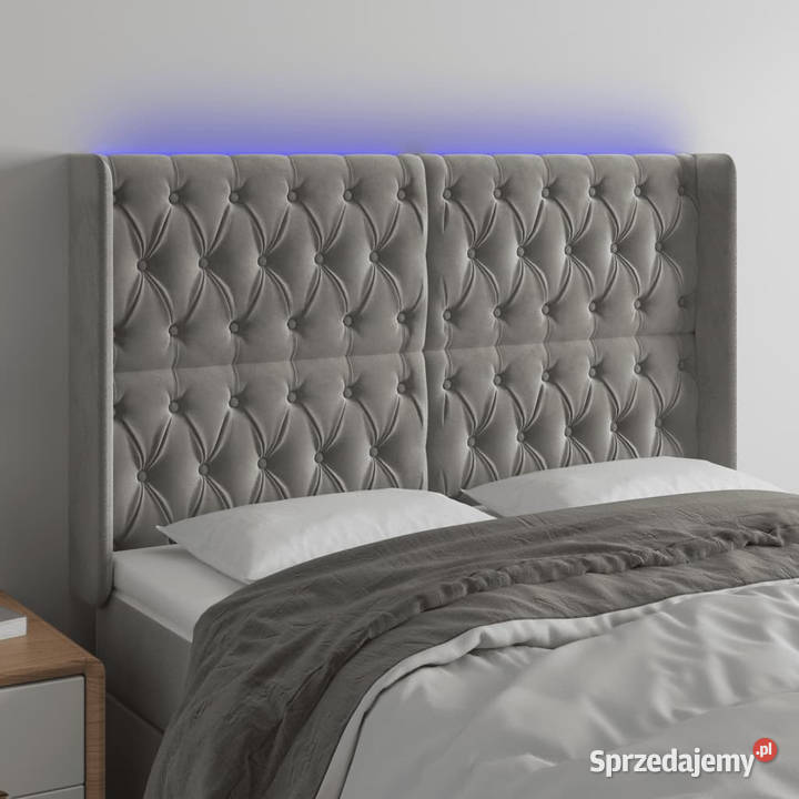 Zagłówek do łóżka z LED jasnoszary 147x16x118128 Warszawa sprzedam