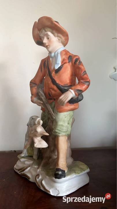 Figurka myśliwego z psem Bez sygnatury Piękna pomorskie Gdańsk