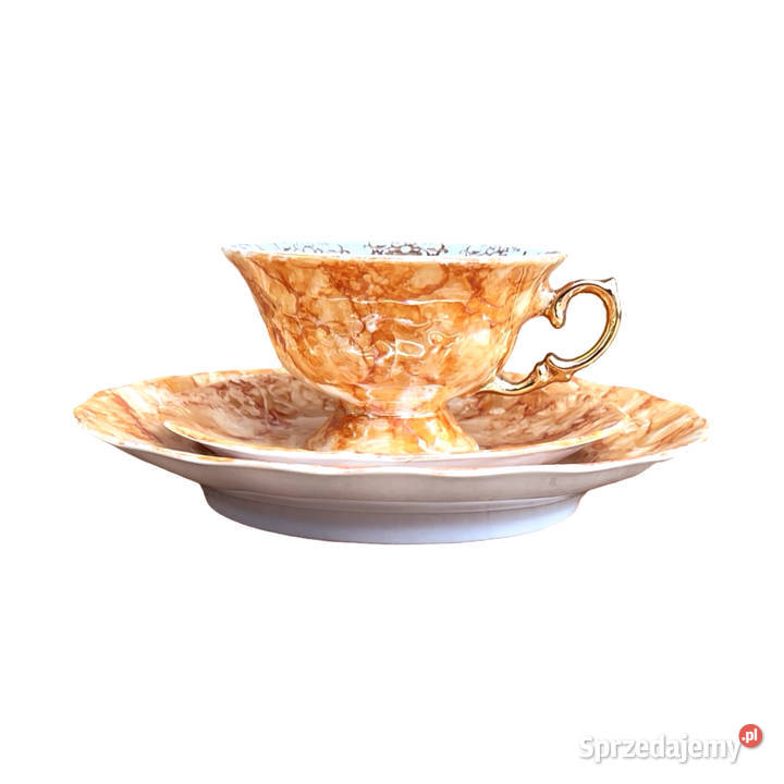 Zestaw śniadaniowy marmurkowy Wałbrzych Polska Porcelana i szkło