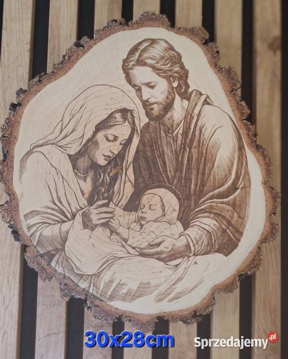 Obraz wypalany w drewnie Św Rodzina podkarpackie