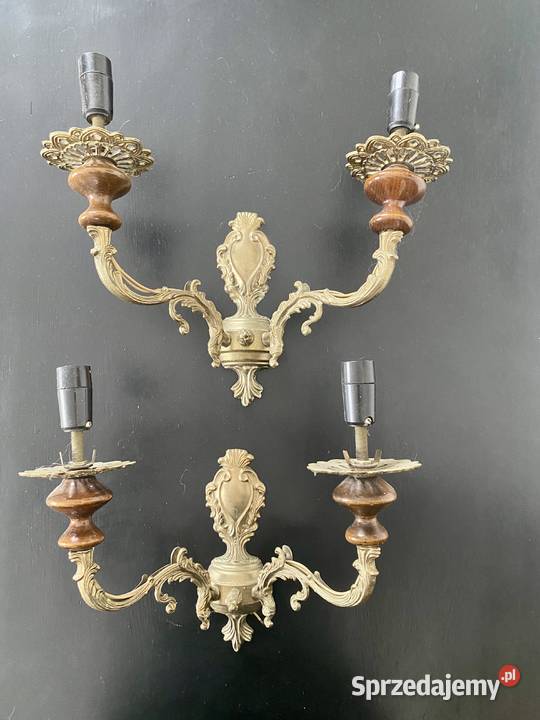 Sprzedam 2 kinkiety mosiądz drewno Poznań sprzedam