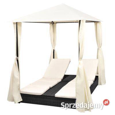 vidaXL Podwójny leżak z zasłonami polirattan Warszawa