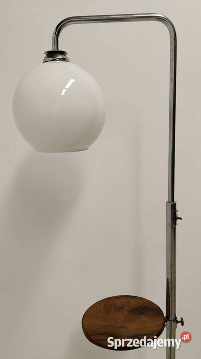 lampa podłogowa art deco modernizm chrom lata łódzkie Radomsko