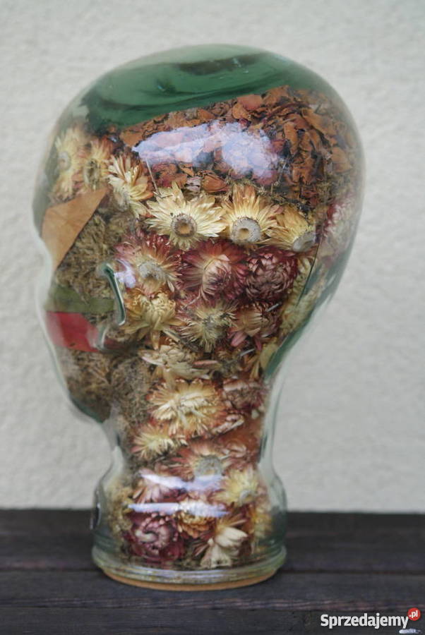 Szklana głowa kwiatowa kompozycja Warszawa