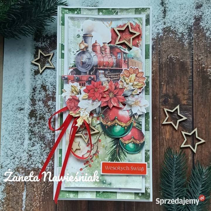 Boże Narodzenie kartka ręcznie robiona hand made Rękodzieło małopolskie Mszana Dolna