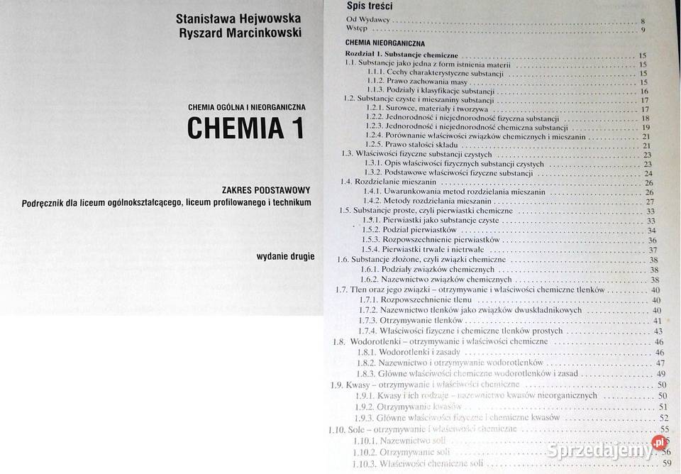 Chemia 1 Zakres podstawowy Podręcznik Stanisława Chełm sprzedam