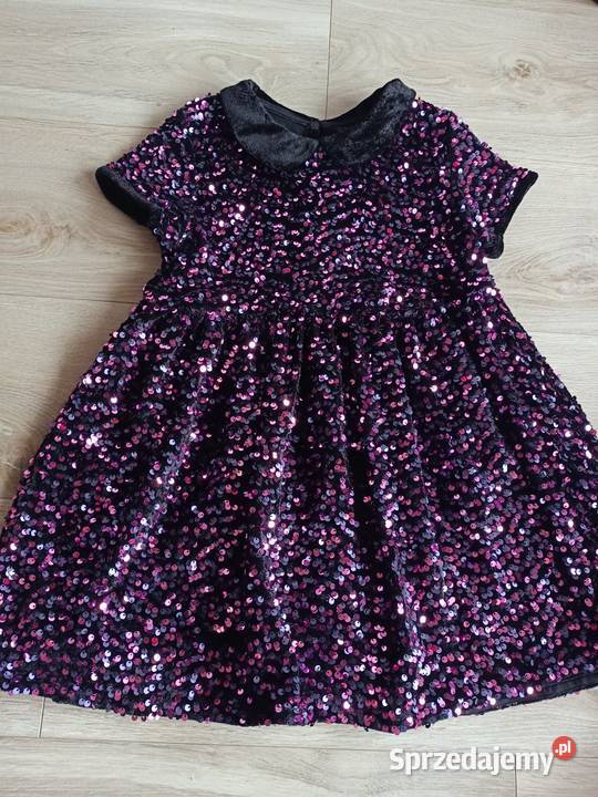Sukienka dziewczęca czarno fioletowa w cekiny Płock sprzedam