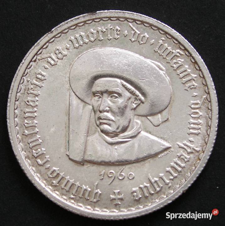 PORTUGALIA 5 ESCUDOS 1960 HENRYK ŻEGLARZ SREBRO Łódź sprzedam