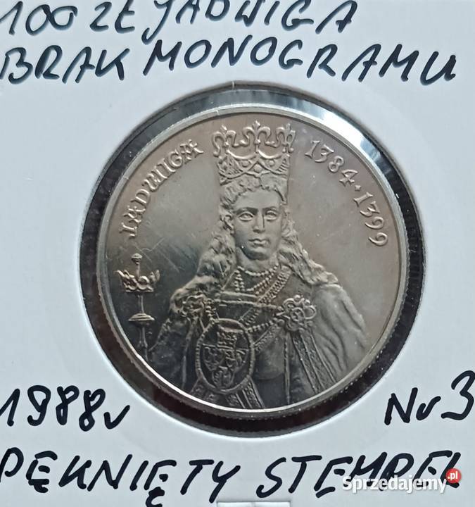 100 Jadwiga 1988 r 3 niepełny znak projektanta wielkopolskie Konin