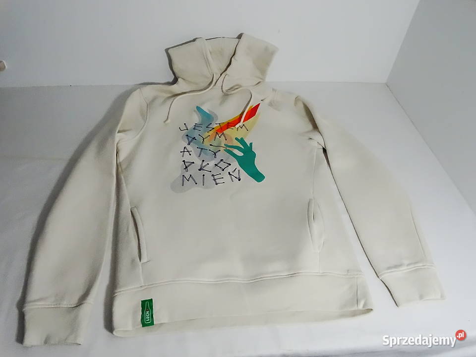 Bluza kremowa z kapturem i kieszeniami S Biłgoraj