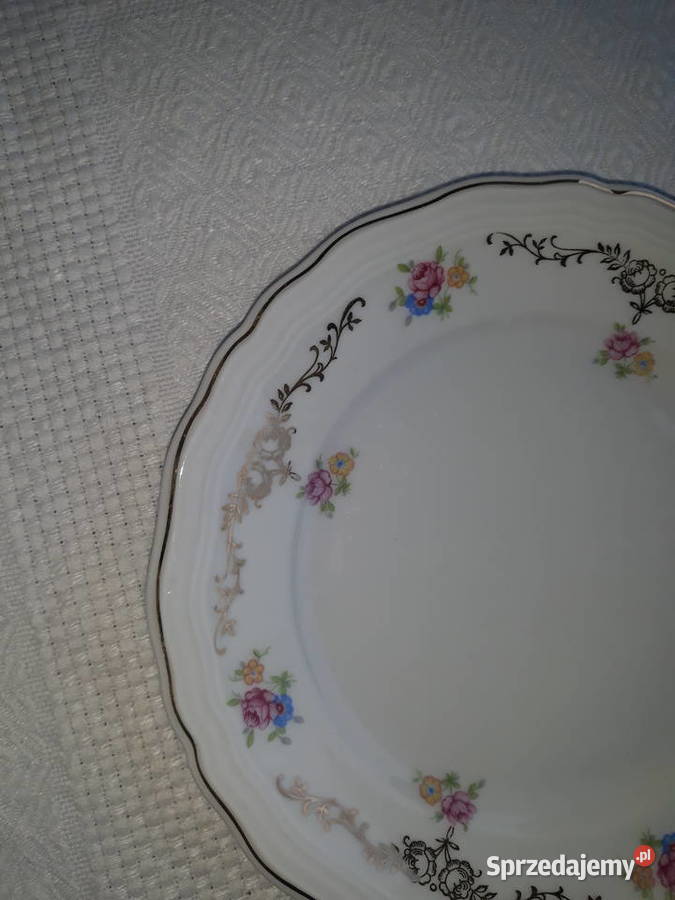 talerz talerze porcelana w kwiatki złocenia Gdańsk