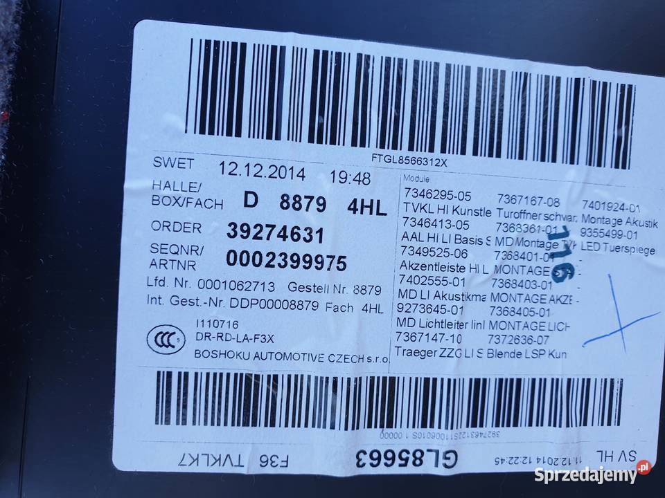 BMW F36 GC BOCZEK TAPICERKA DRZWI TYLNY LEWY TYŁ Rudka