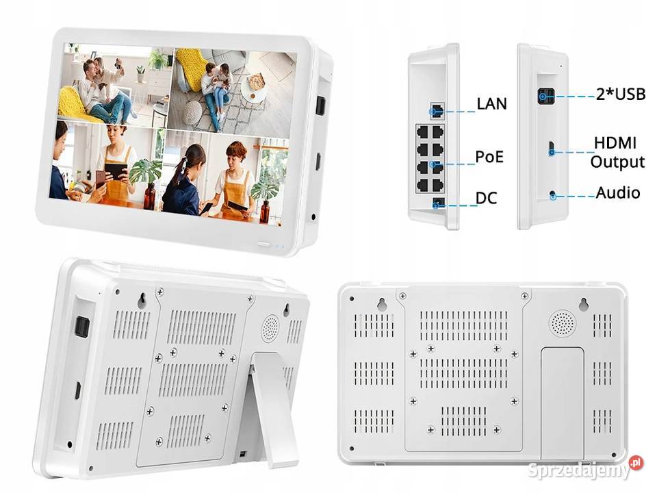 REJESTRATOR IP NVR POE W MONITORZE LCD 4K 8MPX biały