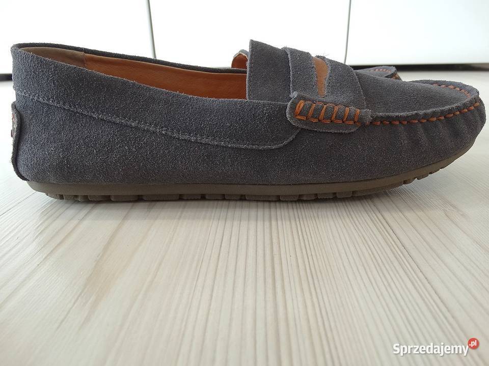 Buty Mokasyny Skórzane Skóra Naturalna Szare skóra sprzedam