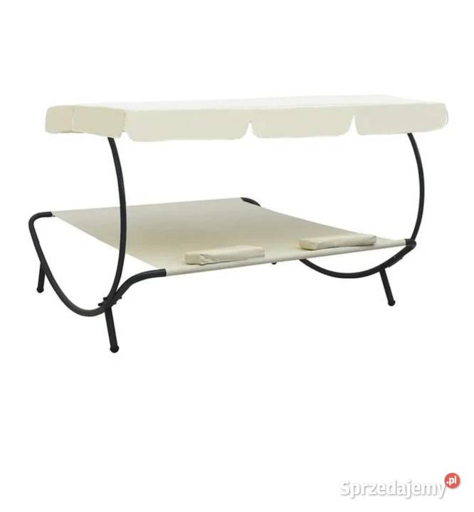 Leżak ogrodowy z baldachimem kremowy