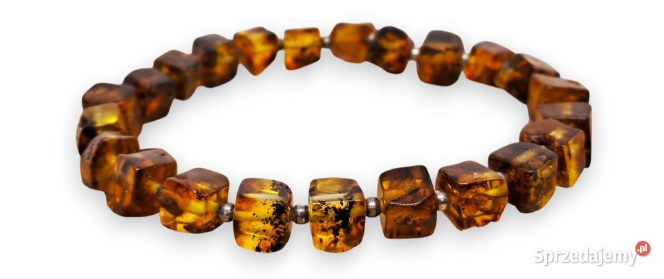 Bransoletka BURSZTYN bałtycki kostka koniak z mazowieckie Warszawa