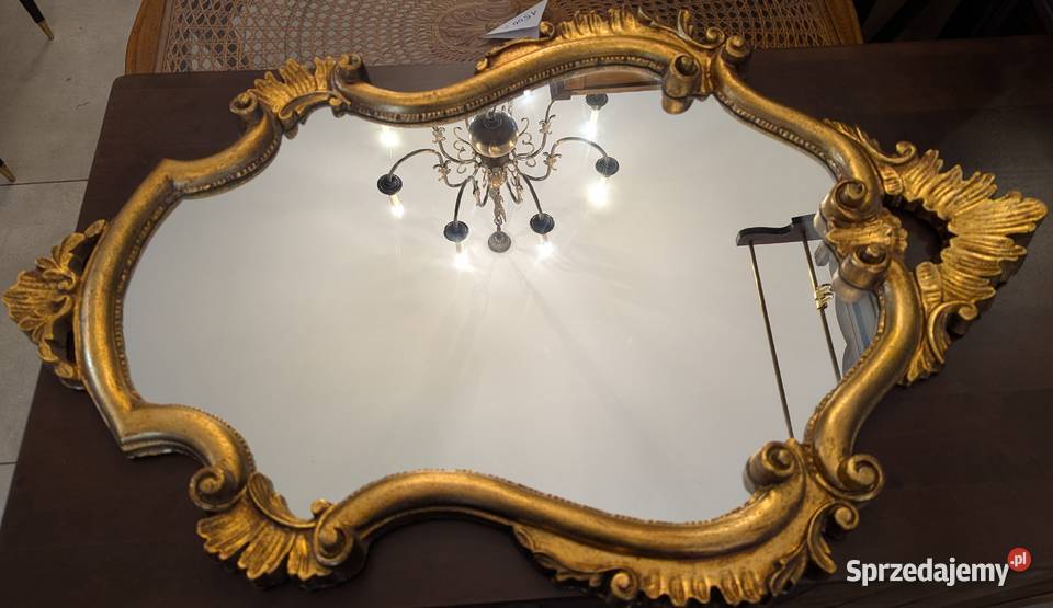 Piękne włoskie drewniane złocone lustro Dąbrowa Górnicza
