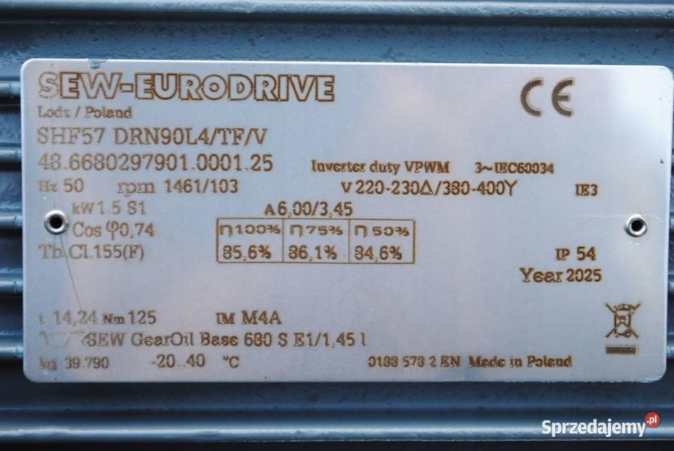Motoreduktor kątowy 15kw 103obrmin SEW SHF57 Kargowa