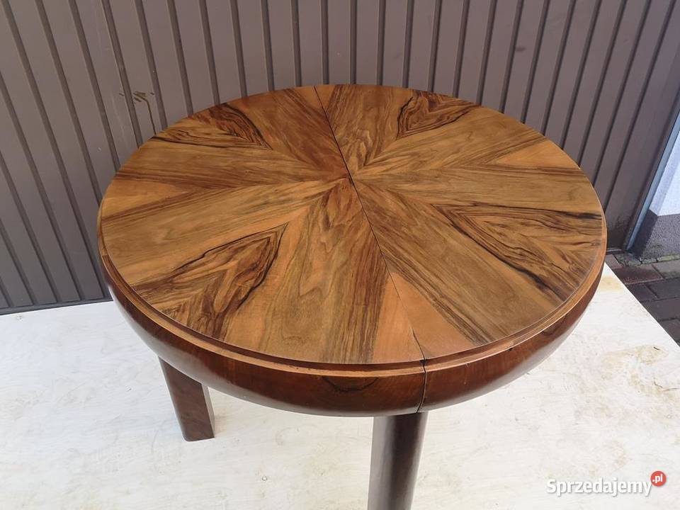 Stół ArtDeco Beczka Orzech Unikat Antyk Stary wielkopolskie Swarzędz