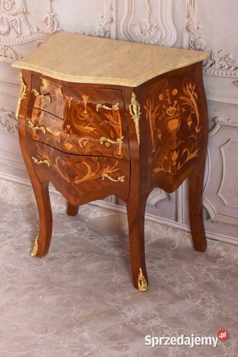 Piękna Drewniana Brzuchata Komoda Blat Marmur Kraków