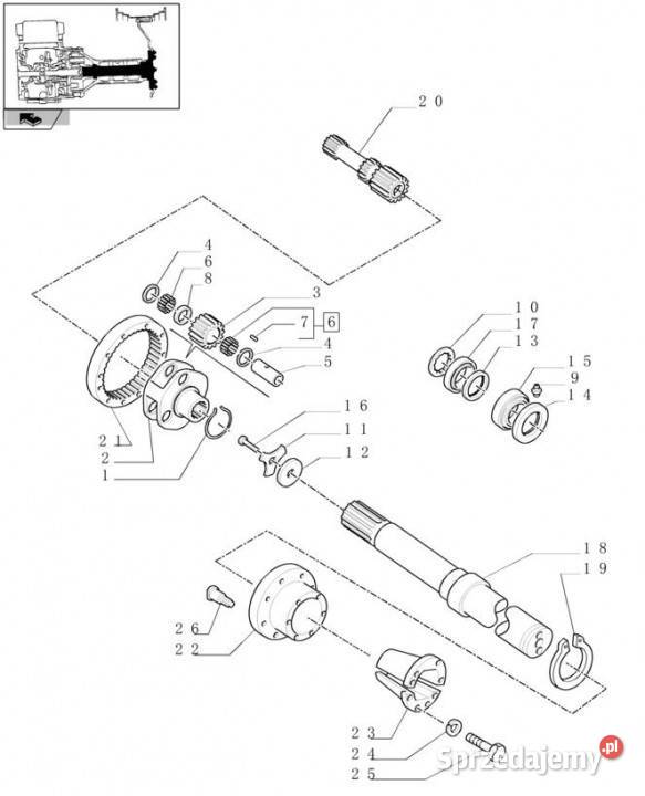 Holland T6010 T6070 Wałek koła 87516454