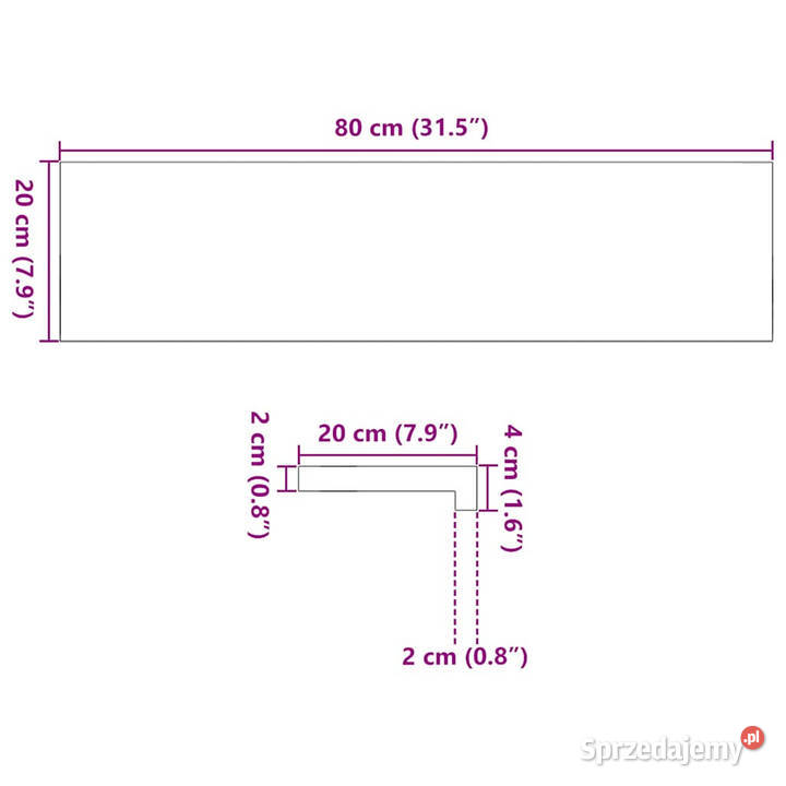 Parapety 2 ciemnobrązowy 80x20x2 lite drewno