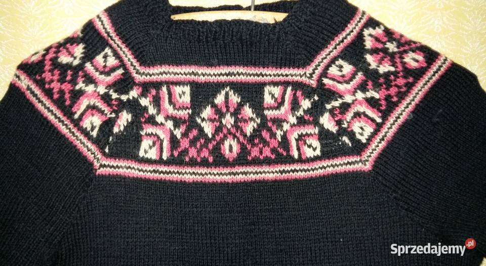 Bluzka wełniana robiona na drutachrękaw krótki M sprzedam
