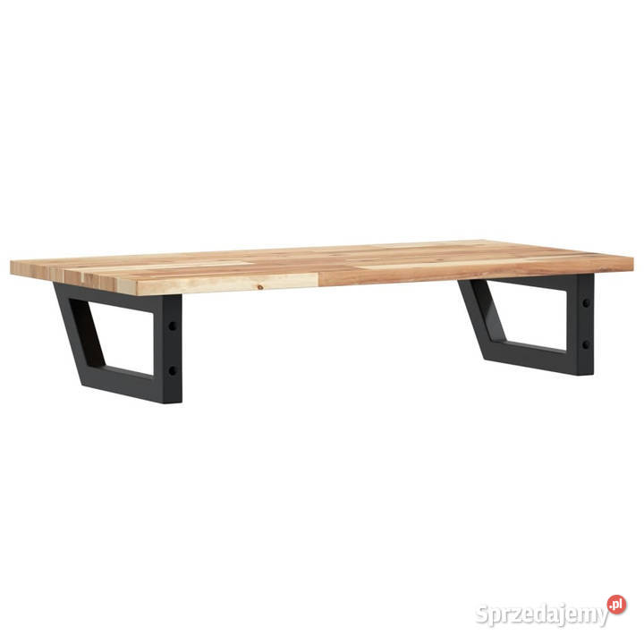 Półka ścienna pod umywalkę stal i lite drewno