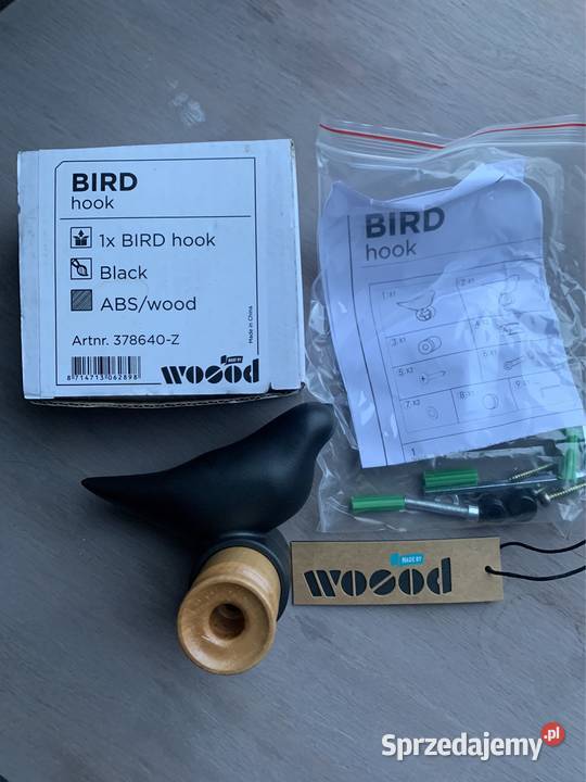 Wieszaczek Wood BIRD czarny nowy czarny