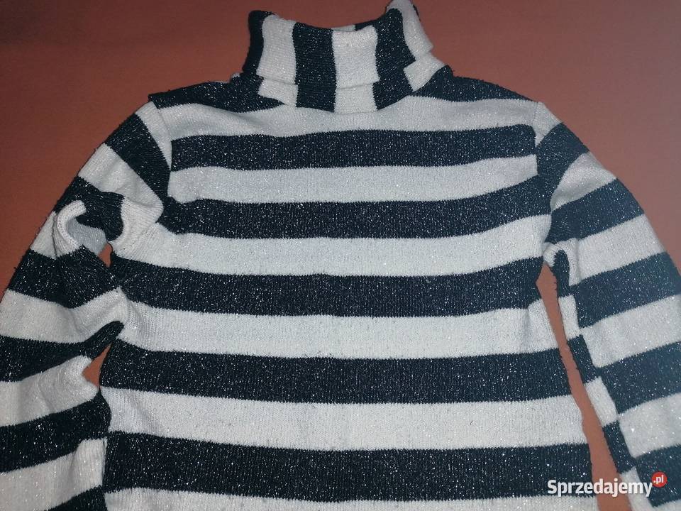 Golf brokatowysweter białoczarny rozmiar 134 Łódź sprzedam