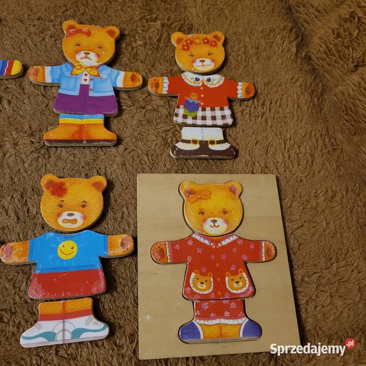 Układanka drewniana Misiek dziewczynka puzzle Sierpów sprzedam