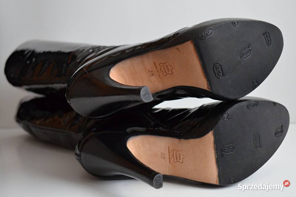 KUSZĄCA SZPILKA lakierowana NATURALNA skóra Kozaki podlaskie Białystok