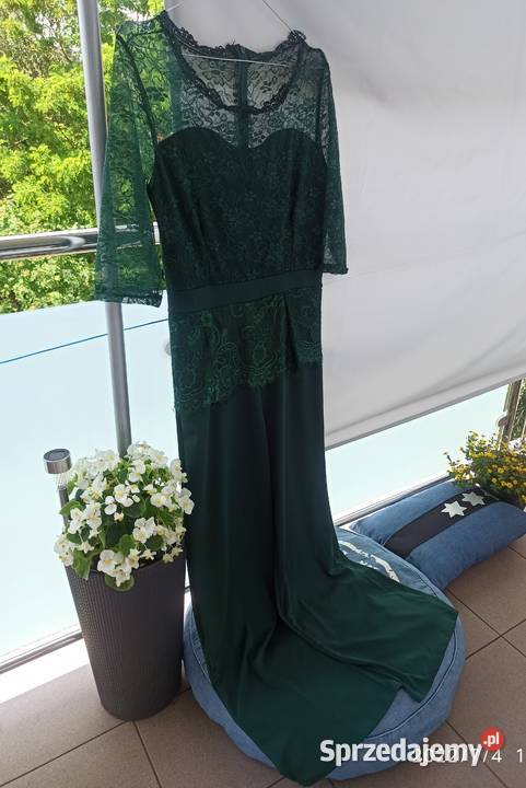 Elegancki kombinezon z koronką butelkowa zieleń Inny wzór Spódnice i sukienki Radzyń Podlaski