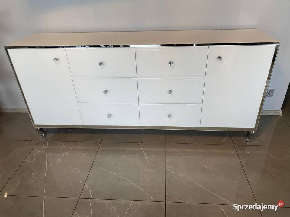 Komoda lustrzana biała srebrna glamour OKAZJA Kępno