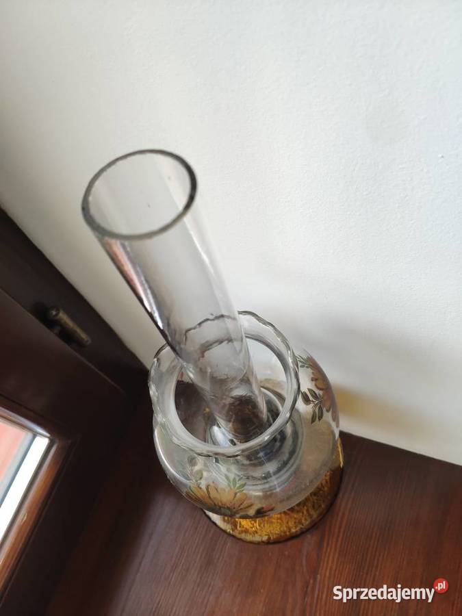 Stara francuska cynkalowa szklana lampa naftowa