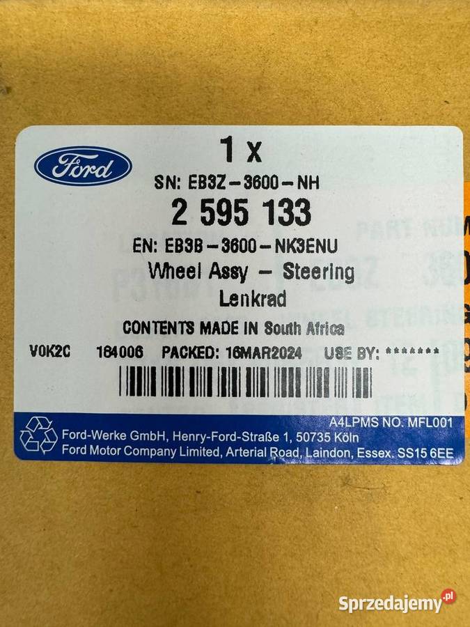 Kierownica skórzana Ford Ranger 2011 Nowa terenowe Kierownice Wrocław