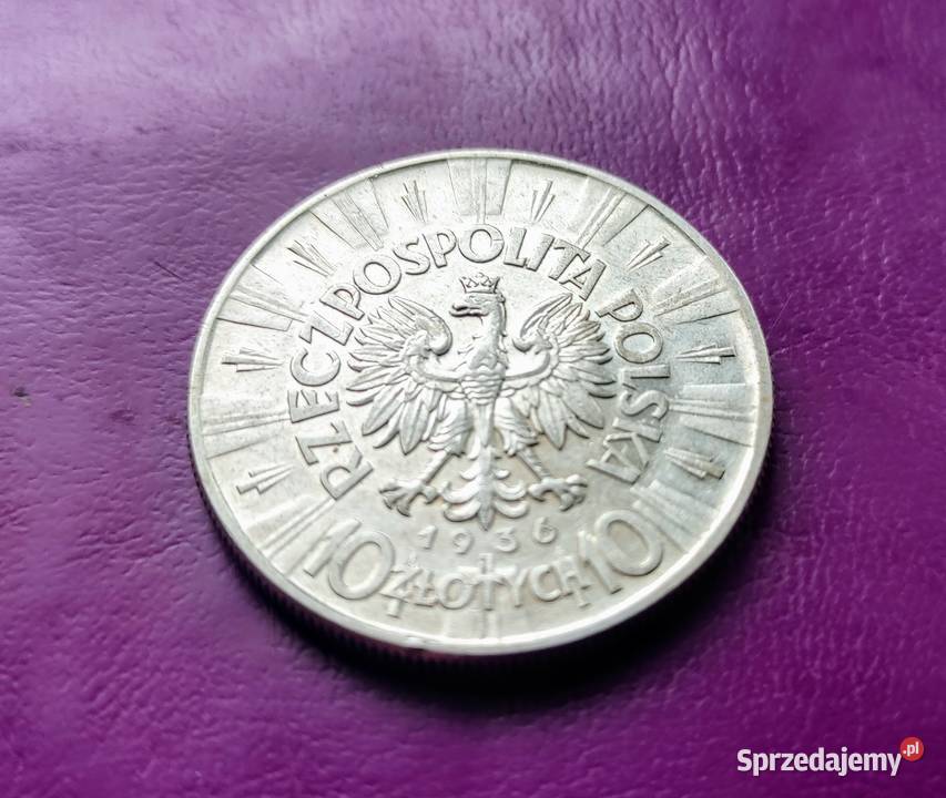 Moneta II RP 10 1936 PIŁSUDSKI Srebro Oryginał Pruszków