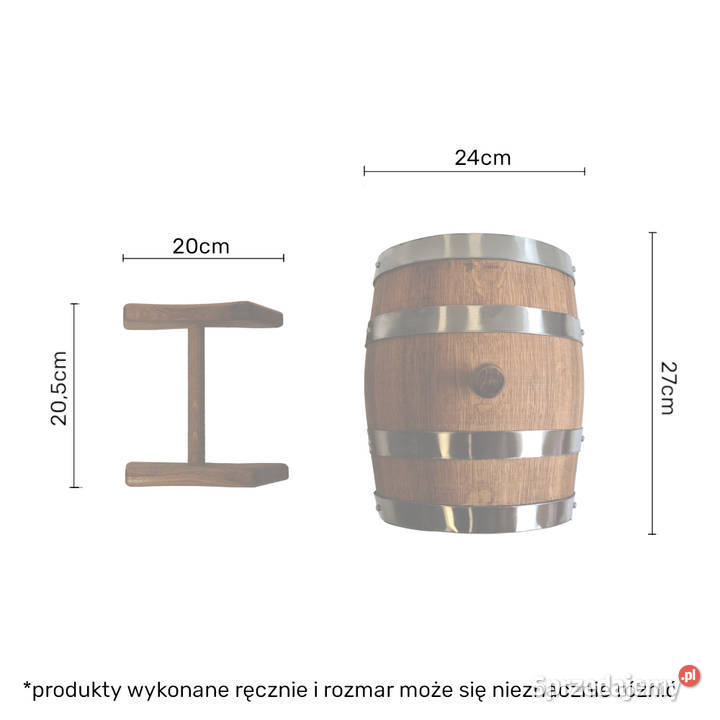 Beczka dębowa 5L do wina whisky GRAWER odcienie brązowego