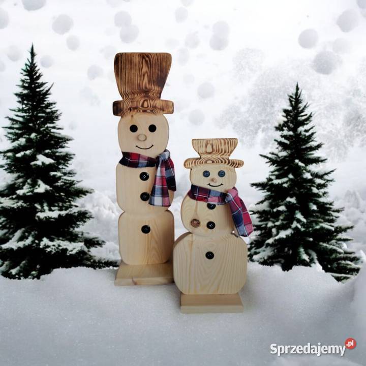 Bałwanki drewniane świąteczne komplet lubelskie Zamość sprzedam